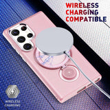 Husa de protectie Flippy, cu incarcare Wireless, Tehnologie Magsafe, TPU, Inel magnetic rotativ cu functie de suport, pentru  Samsung Galaxy S23 Ultra , Rose Gold - vivimall.ro