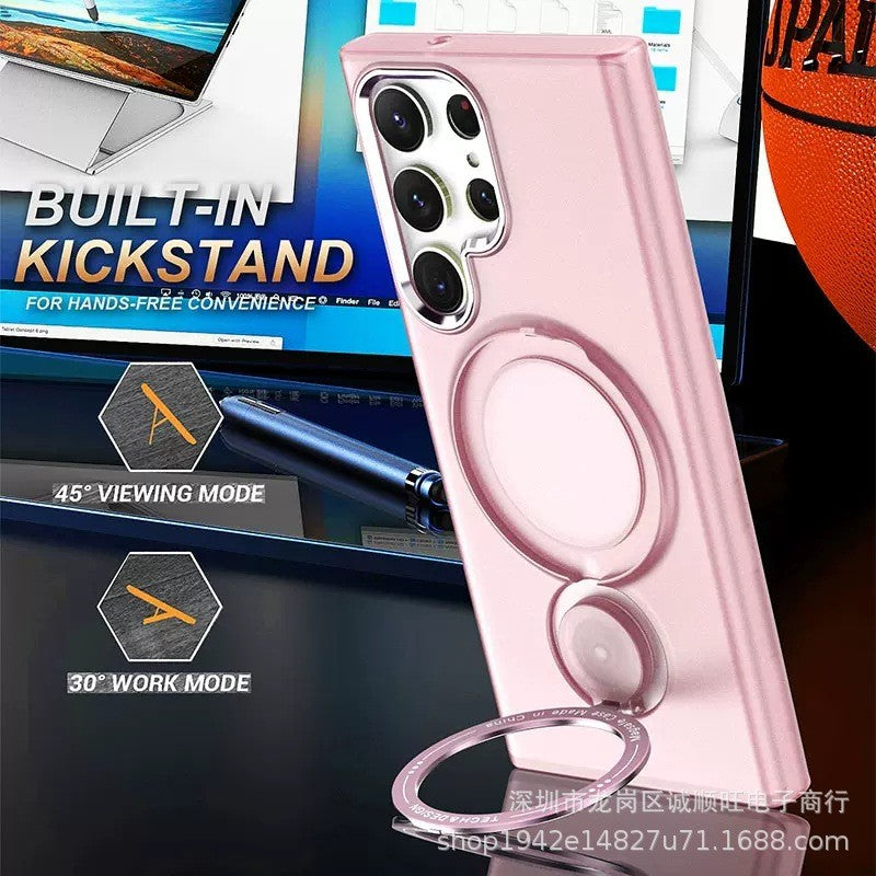 Husa de protectie Flippy, cu incarcare Wireless, Tehnologie Magsafe, TPU, Inel magnetic rotativ cu functie de suport, pentru  Samsung Galaxy S23 Ultra , Rose Gold - vivimall.ro