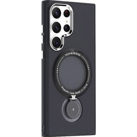 Husa de protectie Vivimall, cu incarcare Wireless, Tehnologie Magsafe, TPU, Inel magnetic rotativ cu functie de suport, pentru  Samsung Galaxy S23 Plus , Negru - vivimall.ro
