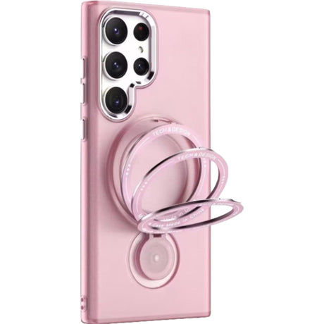 Husă Samsung Galaxy S23 Ultra Rose Gold cu inel magnetic rotativ MagSafe, vedere frontală