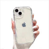 Husă transparentă iPhone 16 Pro, model atipic silicone, detaliu material flexibil