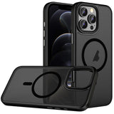 Husa de Protectie, Flippy, pentru Apple iPhone 12/12 Pro, Compatibila MagSafe, Magnetica, Wireless, din Acrilic Mat Colorat, Negru - vivimall.ro