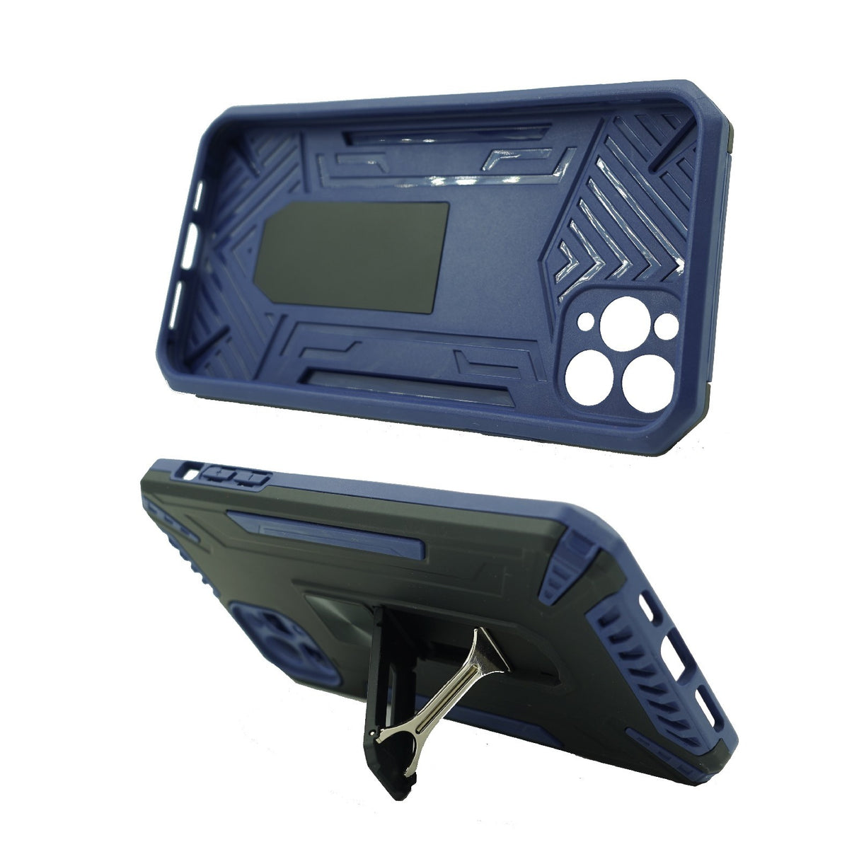 Husa de protectie Flippy pentru Apple iPhone 12 Pro Max Defender Model 4 cu suport, Albastru inchis - vivimall.ro