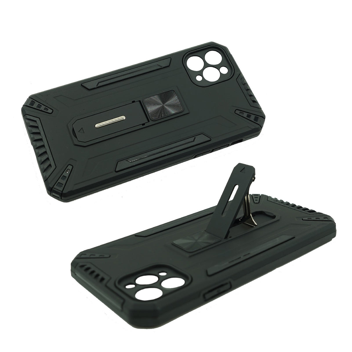 Husa de protectie Flippy pentru Apple iPhone 12 Pro Max Defender Model 4 cu suport, Negru - vivimall.ro