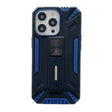 Husă iPhone 13 Mini Defender Sergeant Brave albastru, vedere frontală cu stand pliabil deschis