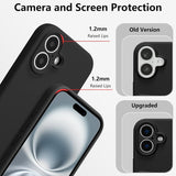 Husă Vivimall iPhone 16 Plus negru, detaliu decupaj cameră foto și butoane