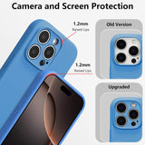 Husă protecție antisoc iPhone 16 Pro Max albastru, margini ridicate pentru ecran și cameră