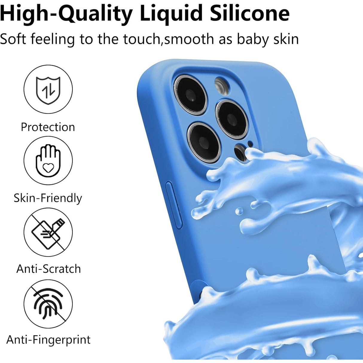 Husă iPhone 16 Pro Max albastru pe telefon, design subțire, prindere fermă, vedere laterală
