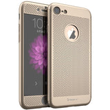 Husa de Protectie, Flippy, pentru Apple iPhone 7, Full Cover 360 Air cu Gauri si Folie de Protectie, Plastic, Auriu - vivimall.ro