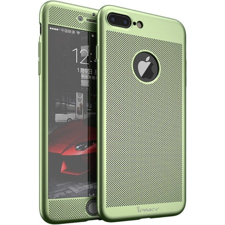 Husa de Protectie, Flippy, pentru Apple iPhone 7 Plus, Full Cover 360 Air cu Gauri si Folie de Protectie, Plastic, Verde - vivimall.ro