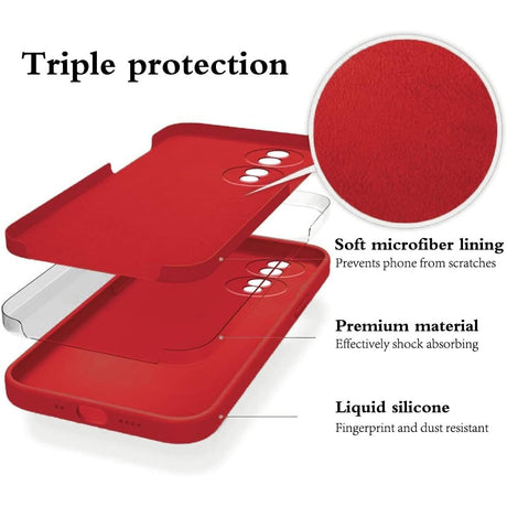 Husa de Protectie, Vivimall, pentru Honor 70, Liquid Silicone, cu Microfibra pe Interior, Protectie Antisoc, Compatibil Incarcare Wireless, Rosu - vivimall.ro
