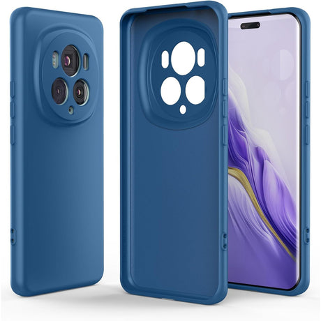 Husa de Protectie, Vivimall, pentru Honor Magic 5 Pro, Liquid Silicone, cu Microfibra pe Interior, Protectie Antisoc, Compatibil Incarcare Wireless, Albastru - vivimall.ro