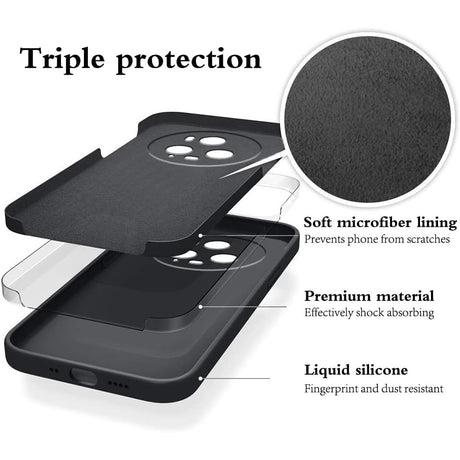 Husa de Protectie, Vivimall, pentru Honor Magic 5 Pro, Liquid Silicone, cu Microfibra pe Interior, Protectie Antisoc, Compatibil Incarcare Wireless, Negru - vivimall.ro