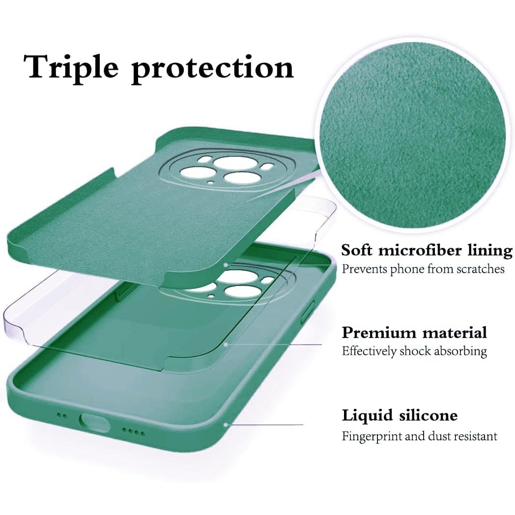 Husa de Protectie, Vivimall, pentru Honor Magic 6 Pro, Liquid Silicone, cu Microfibra pe Interior, Protectie Antisoc, Compatibil Incarcare Wireless, Verde - vivimall.ro