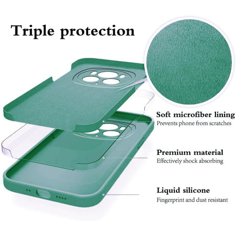 Husa de Protectie, Vivimall, pentru Honor Magic 6 Pro, Liquid Silicone, cu Microfibra pe Interior, Protectie Antisoc, Compatibil Incarcare Wireless, Verde - vivimall.ro