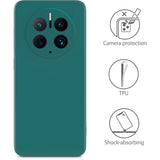 Husă verde Huawei Mate 50 Pro montată pe telefon, vedere spate, decupaj cameră foto