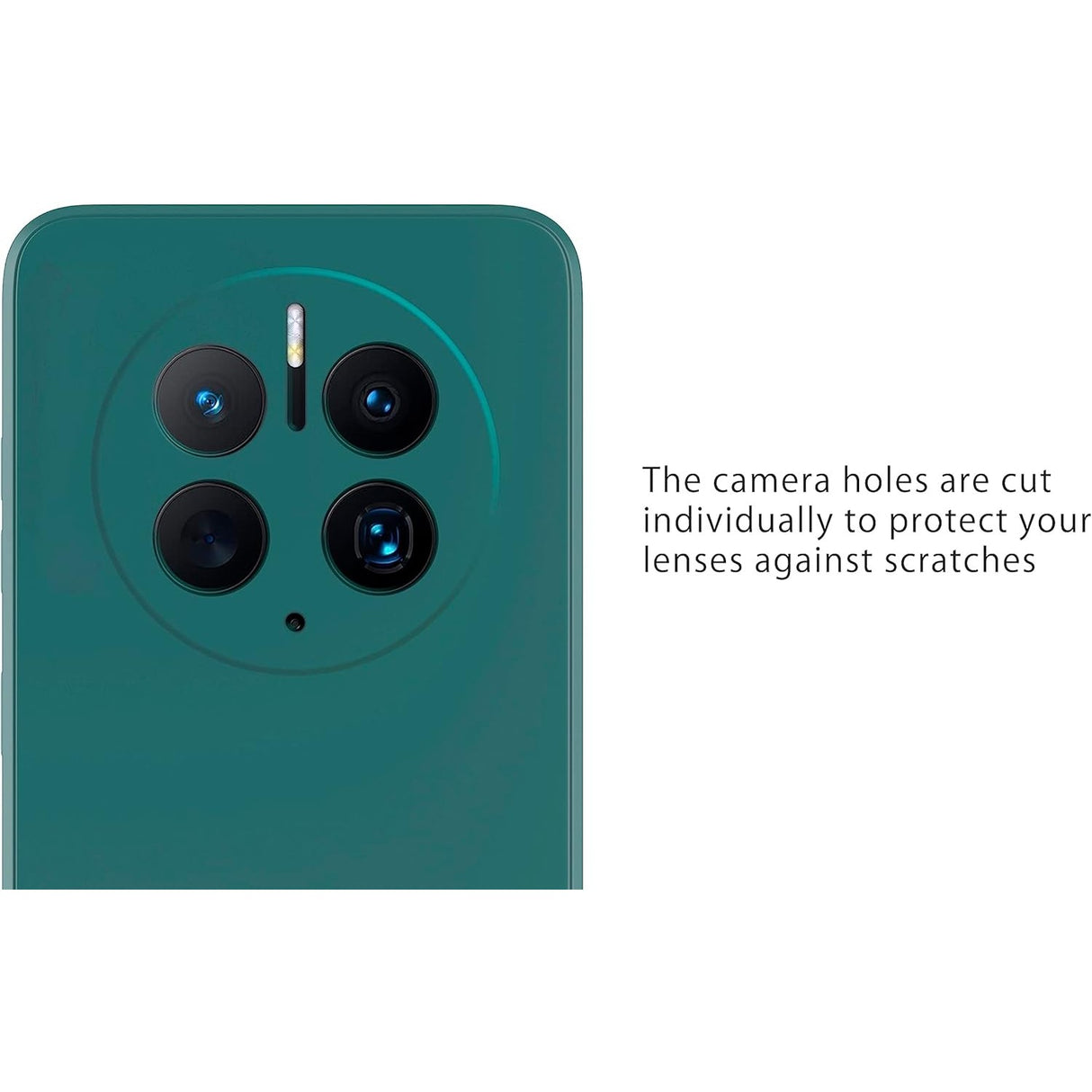 Detaliu decupaje precise husă silicon lichid Huawei Mate 50 Pro, porturi și butoane accesibile