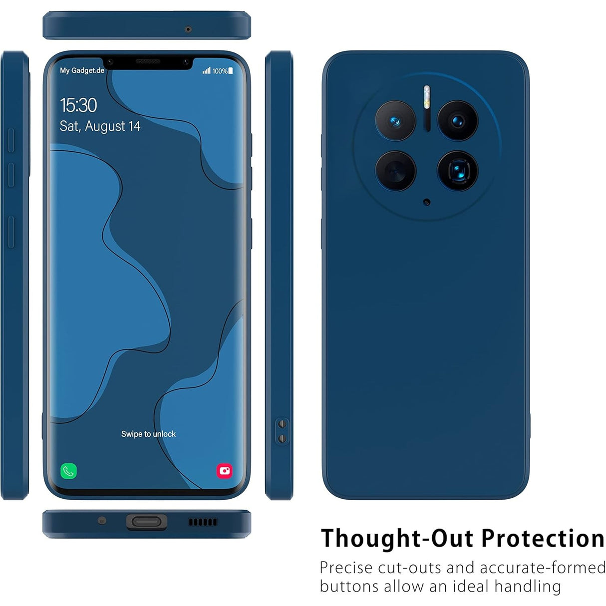 Husa de Protectie, Flippy, pentru Huawei Mate 50 Pro, Liquid Silicone, cu Microfibra pe Interior, Protectie Antisoc, Compatibil Incarcare Wireless, Albastru - vivimall.ro