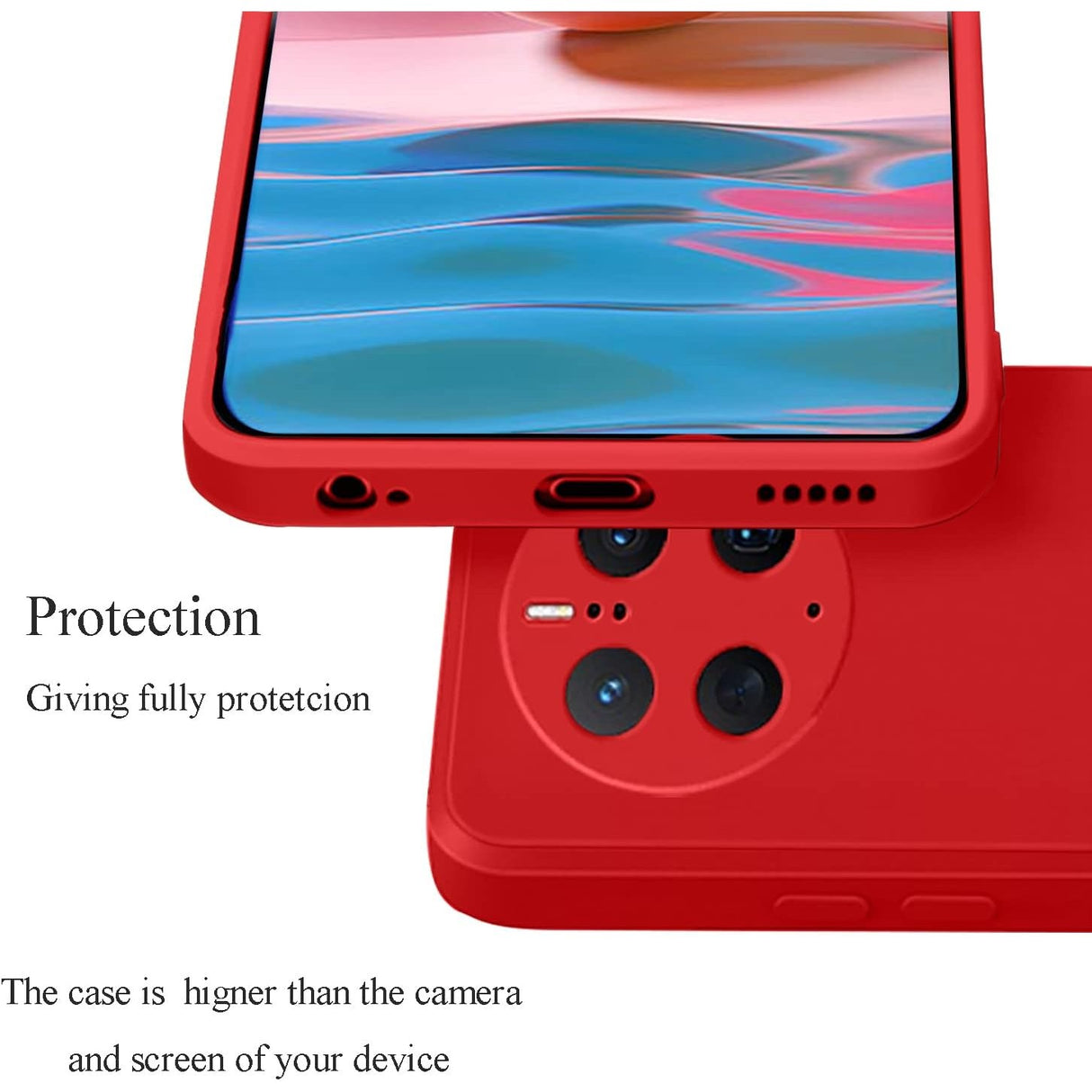 Husă de protecție antisoc Huawei Mate 50 Pro roșu, demonstrație montare pe telefon