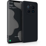Husă Huawei Mate 50 Pro din silicon lichid negru, vedere frontală, protecție antisoc