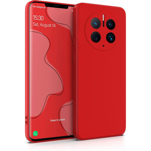 Husa de Protectie, Vivimall, pentru Huawei Mate 50 Pro, Liquid Silicone, cu Microfibra pe Interior, Protectie Antisoc, Compatibil Incarcare Wireless, Rosu - vivimall.ro