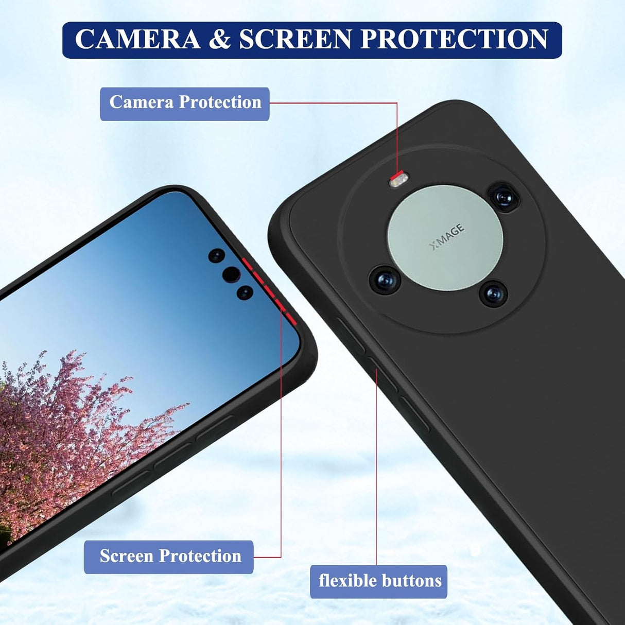 Interior căptușit cu microfibră moale al husei silicon lichid pentru Huawei Mate 60 Pro