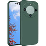 Husă Huawei Mate 60 Pro silicon lichid verde, vedere frontală, protecție antisoc cu microfibră interior