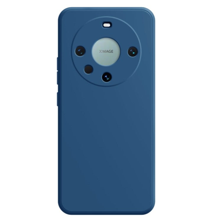 Husă silicon lichid albastru pentru Huawei Mate 60 Pro cu microfibră interior, vedere frontală
