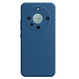 Husă silicon lichid albastru pentru Huawei Mate 60 Pro cu microfibră interior, vedere frontală