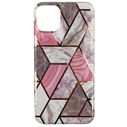 Husa de Protectie, Vivimall, pentru Huawei P Smart 2021, din TPU Soft IMD, Marble Geometric, Alb - vivimall.ro