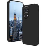 Husă silicon lichid neagră pentru Huawei P50 Pro cu interior microfibră, vedere frontală