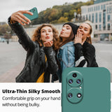 Detaliu prindere fermă husă silicon lichid verde Huawei P50 Pro, compatibil wireless
