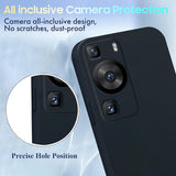 Husă Huawei P60 Pro Liquid Silicone negru, vedere spate, finisaj mat anti-alunecare