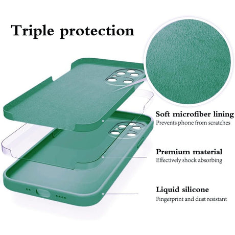 Husa de Protectie, Vivimall, pentru Huawei P60 Pro, Liquid Silicone, cu Microfibra pe Interior, Protectie Antisoc, Compatibil Incarcare Wireless, Verde - vivimall.ro