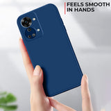 Husă Huawei P60 Pro albastru, vedere spate, microfibră interior și margini ridicate antisoc
