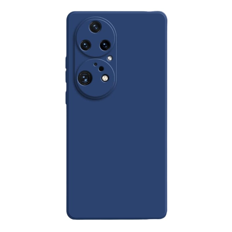Husă silicon lichid albastru pentru Huawei P60 Pro, vedere frontală, finisaj mat anti-amprentă