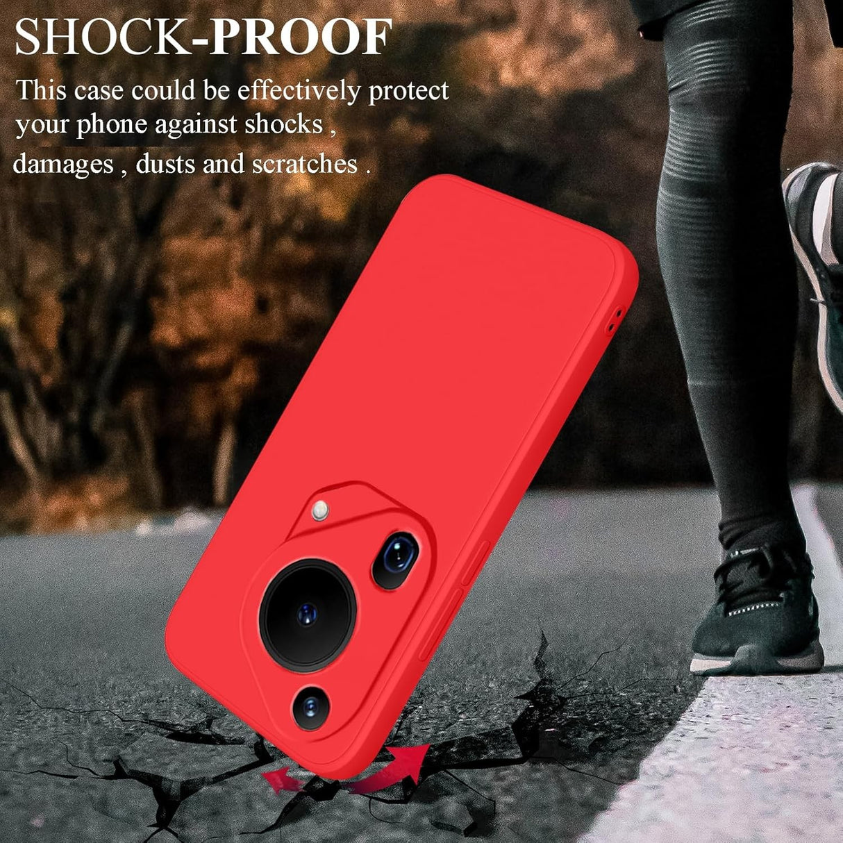 Decupaje precise porturi și butoane husă silicon lichid roșu Huawei Pura 70