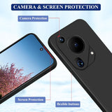 Husă silicon lichid Huawei Pura 70 Pro negru, detaliu interior microfibră moale