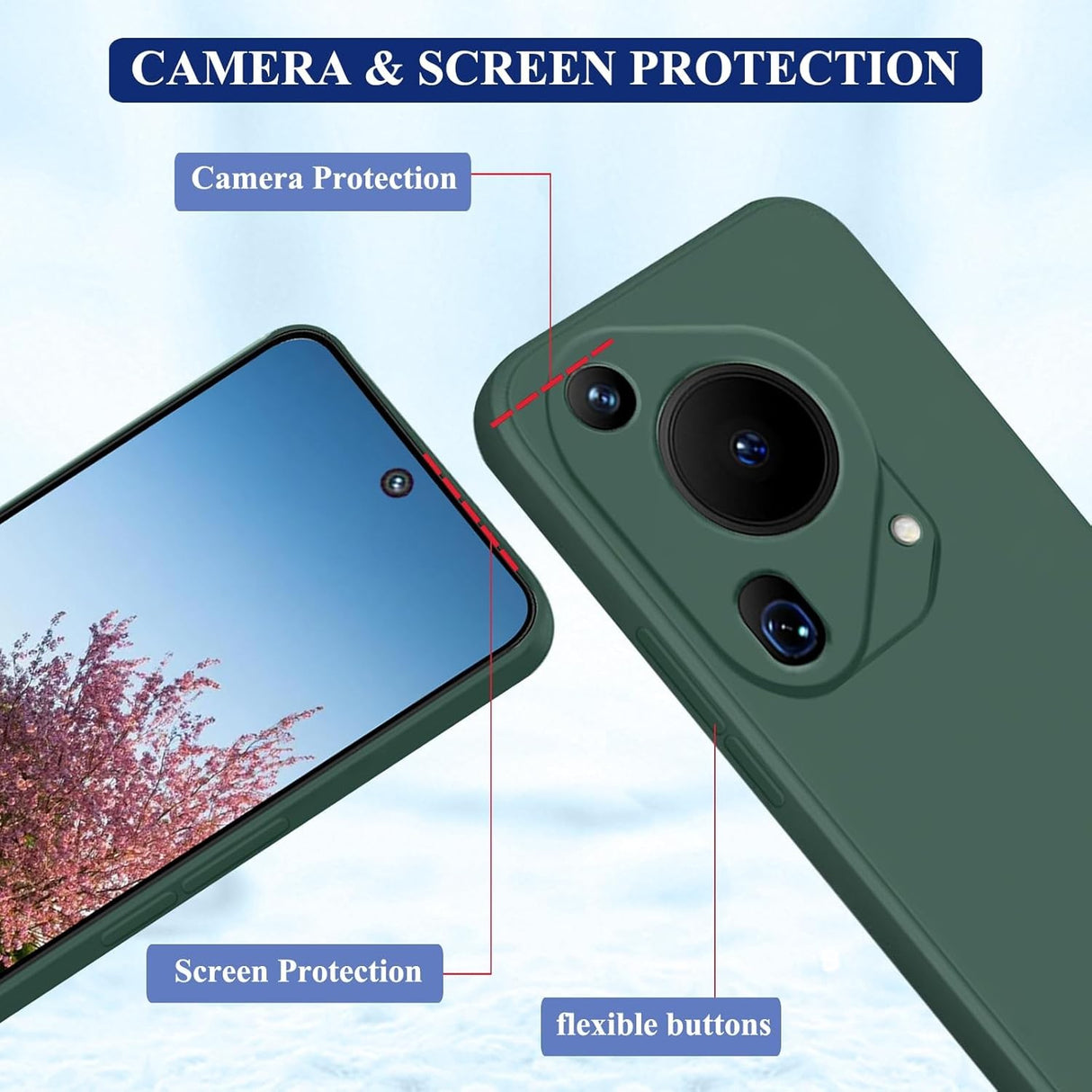 Husa de Protectie, Flippy, pentru Huawei Pura 70 Pro, Liquid Silicone, cu Microfibra pe Interior, Protectie Antisoc, Compatibil Incarcare Wireless, Verde - vivimall.ro