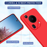 Husă Huawei Pura 70 Pro roșu montată pe telefon, vedere laterală dreapta