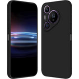 Husă silicon lichid negru pentru Huawei Pura 70 Pro cu căptușeală microfibră, vedere frontală