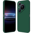 Husă Huawei Pura 70 Pro din silicon lichid verde, vedere frontală, protecție antisoc Vivimall