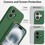 Husă silicon lichid iPhone 16 Plus verde, decupaje precise pentru porturi și butoane