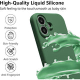 Husă iPhone 16 Plus Liquid Silicone verde Vivimall, design subțire, perspectivă spate