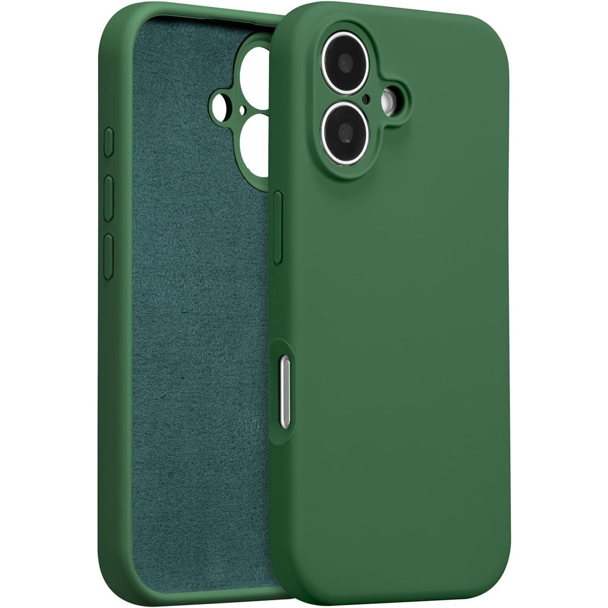 Husă iPhone 16 Plus Liquid Silicone verde Vivimall, vedere frontală, finisaj mat antisoc