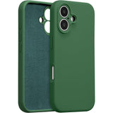 Husă iPhone 16 Plus Liquid Silicone verde Vivimall, vedere frontală, finisaj mat antisoc