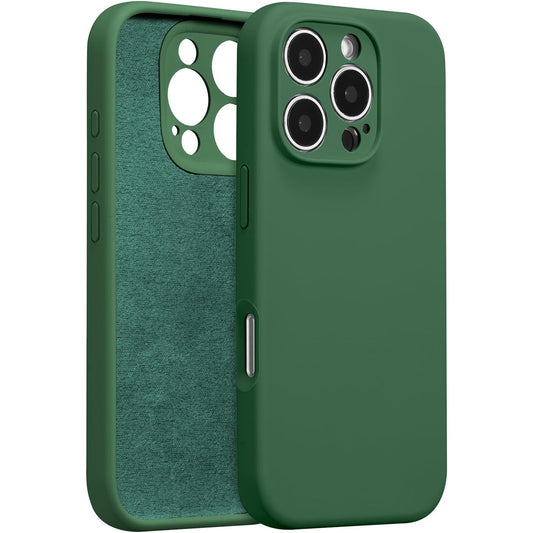Husa de Protectie, Vivimall, pentru iPhone 16 Pro Max, Liquid Silicone, cu Microfibra pe Interior, Protectie Antisoc, Compatibil Incarcare Wireless, Verde - vivimall.ro