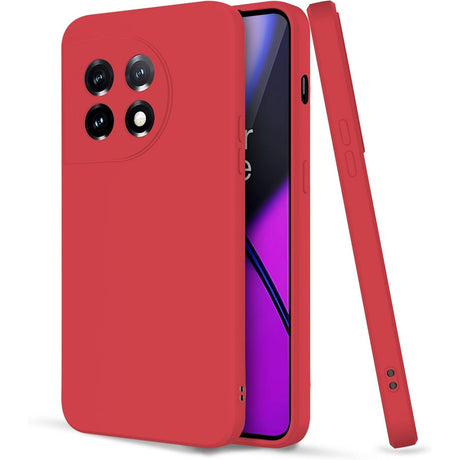 Husă antisoc OnePlus 11 5G din silicon lichid roșu, vedere frontală, finisaj mat