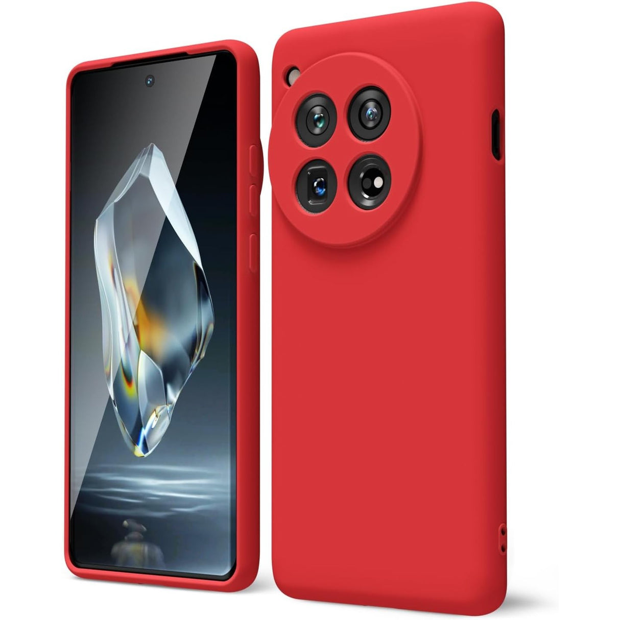 Husa de Protectie, Vivimall, pentru OnePlus 12 5G, Liquid Silicone, cu Microfibra pe Interior, Protectie Antisoc, Compatibil Incarcare Wireless, Rosu - vivimall.ro