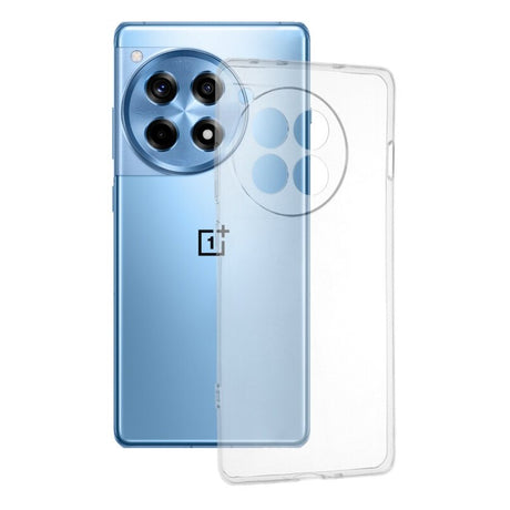 Husă OnePlus 12 TPU Protect Plus transparentă cu Dust Plug, vedere frontală, colțuri ranforsate